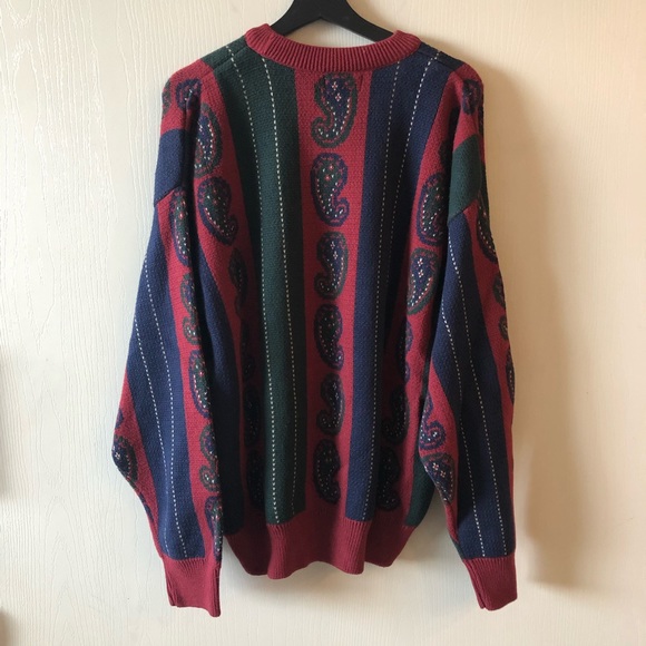 Vintage Men’s Colours By Alexander Julian Paisley Grandpa Sweater NWT Large - Picture 4 of 13